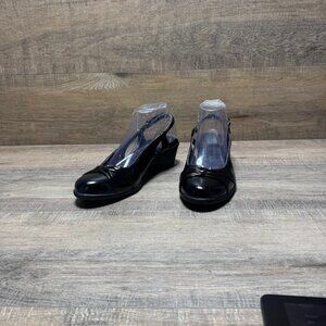 JBU by Jambu Daphne Slingback Demi Wedge Black Heels Women's Size 9.5